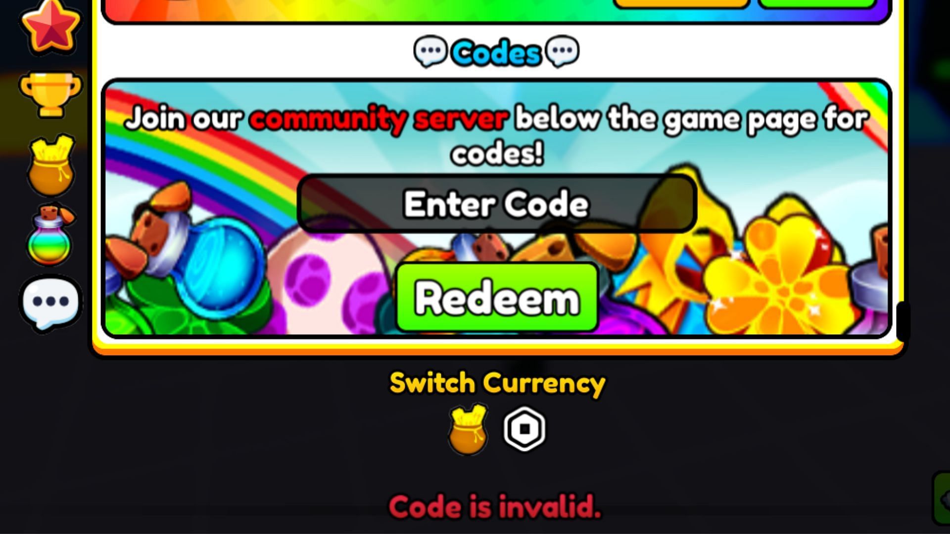 The "Code is invalid" error in Motorcycle Racing (Image via Roblox)